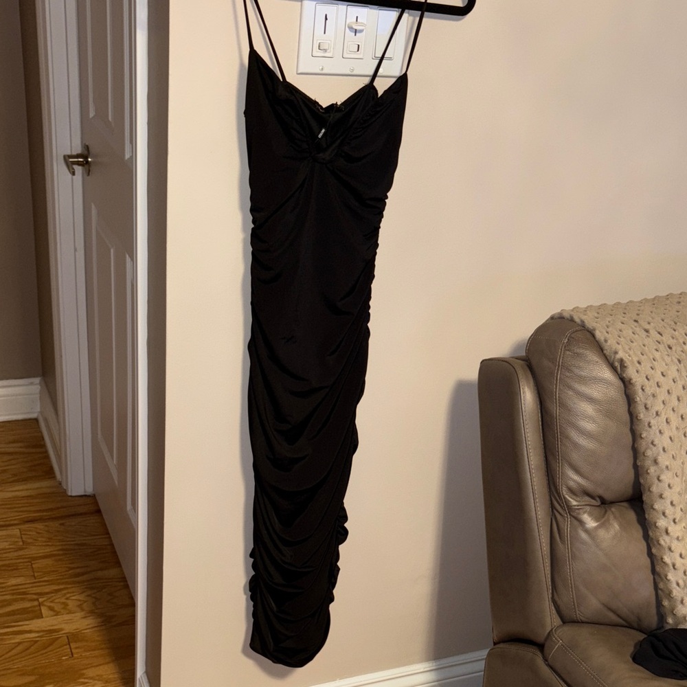 Lovely Day Elegant Black Spaghetti Strap Dress - Picture 4 of 5